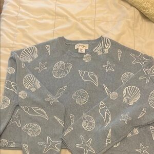 Jessica Simpson Blue Crew Neck Sweater with Nautical Pattern